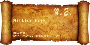 Mittler Erik névjegykártya